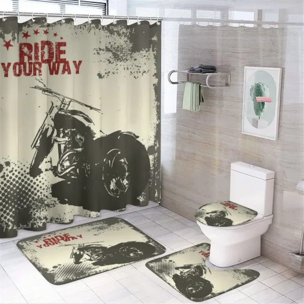 Adventure with Motorcycle on a shower curtain