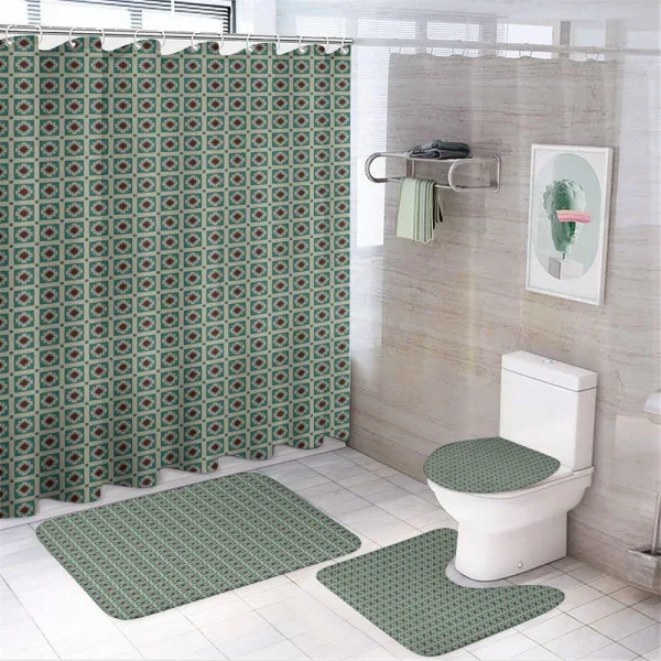 Antique Floral Tile Ornate on a shower curtain