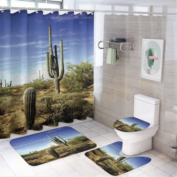 Cactus Spined Leaves on a shower curtain