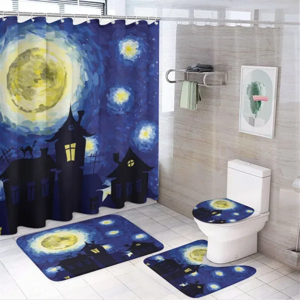 Country Houses Full Moon on a shower curtain