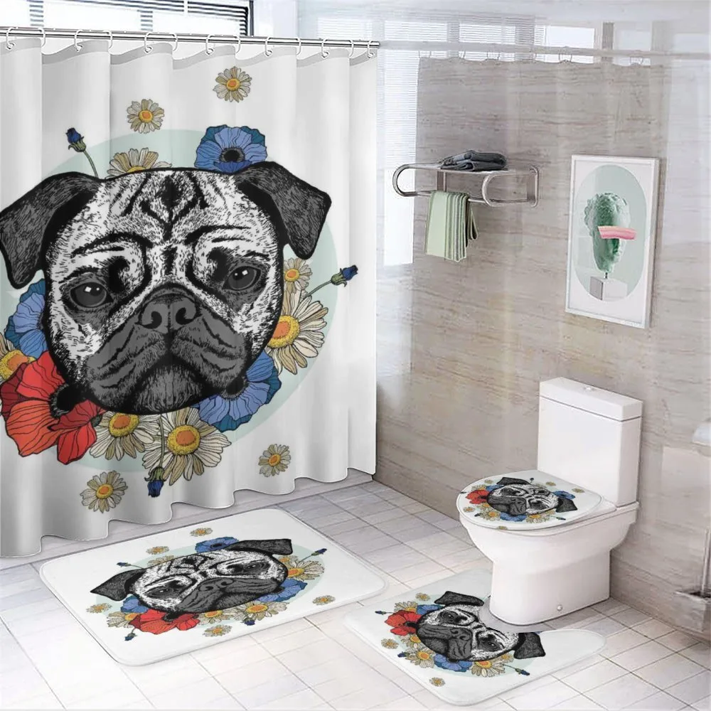 Dog Sketch with Flowers — Your design