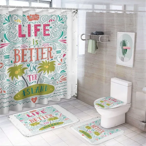 Doodle Floral Island on a shower curtain