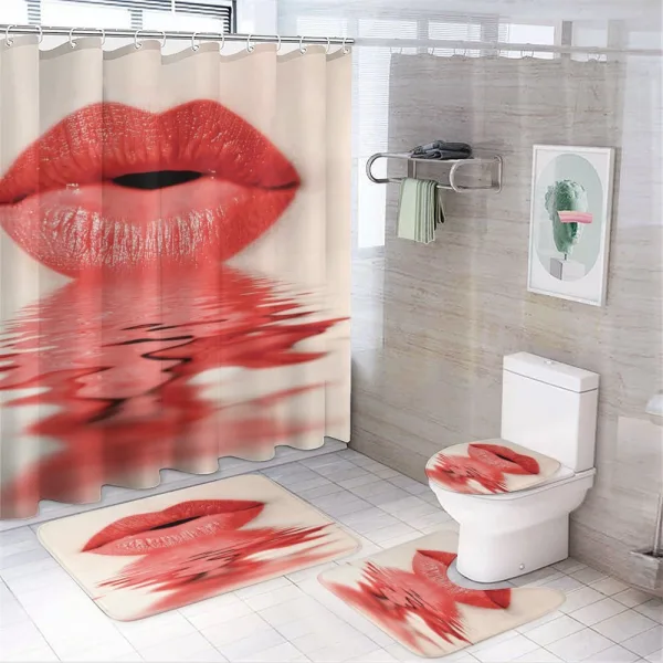 Female Blowing Kisses on a shower curtain