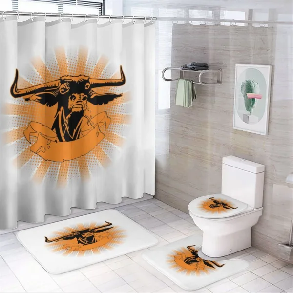 Furious Bull Head Portrait on a shower curtain