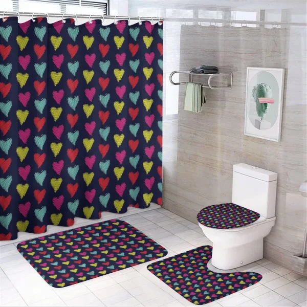 Hearts Love Happy on a shower curtain