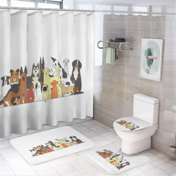 Husky and Jack Russel Terrier on a shower curtain
