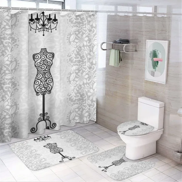 Monochrome Design Swirl on a shower curtain