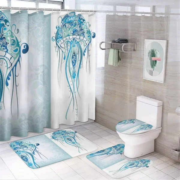 Ocean Jellyfish Paisley on a shower curtain