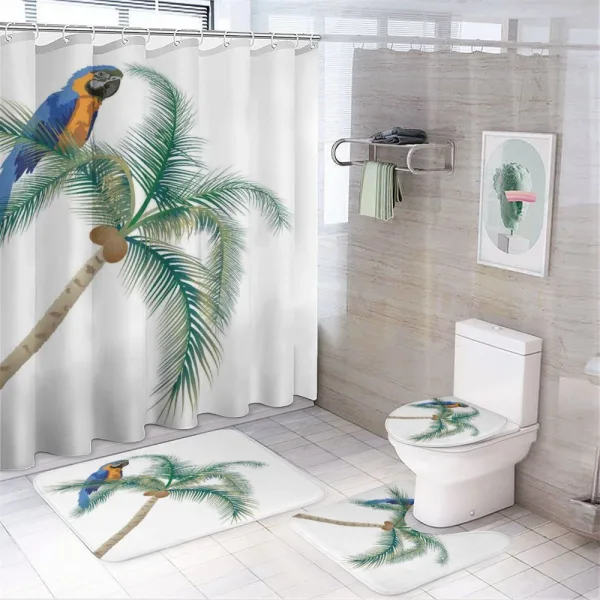 Parrot Coconut Palms on a shower curtain