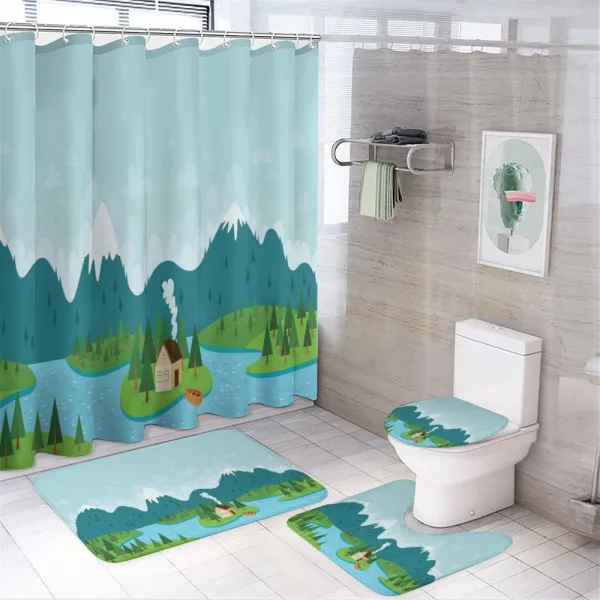 Rural Home Mountains on a shower curtain