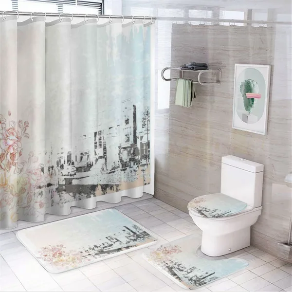 Street Antique Buildings on a shower curtain