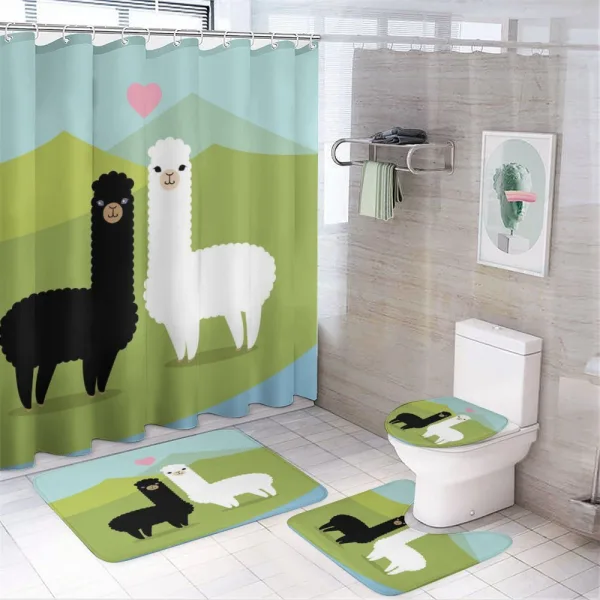 Animals in Love on Hill on a shower curtain