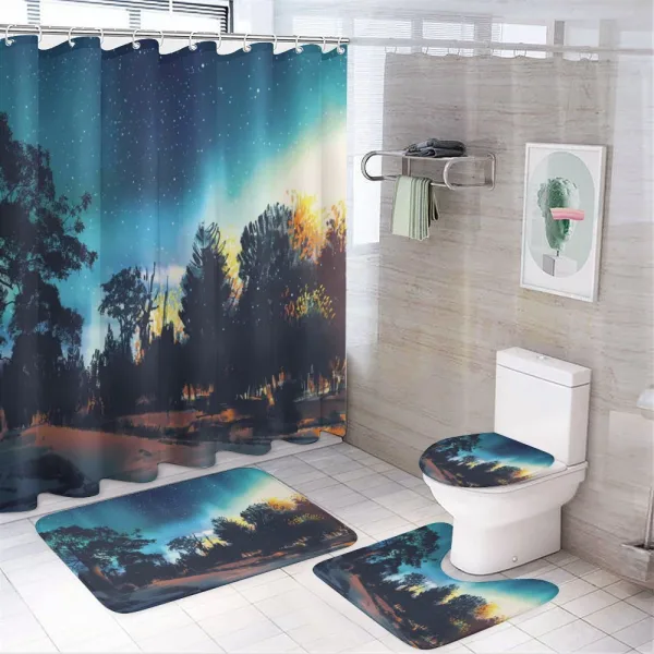 Aurora Borealis Night on a shower curtain