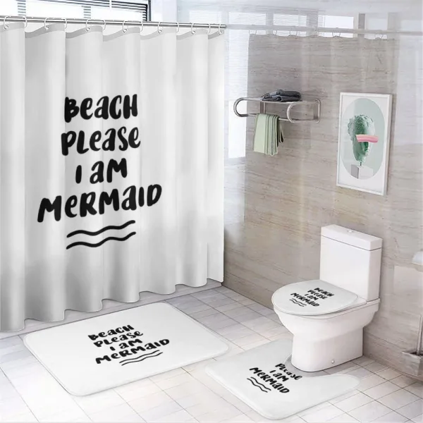 Beach Please Phrase on a shower curtain