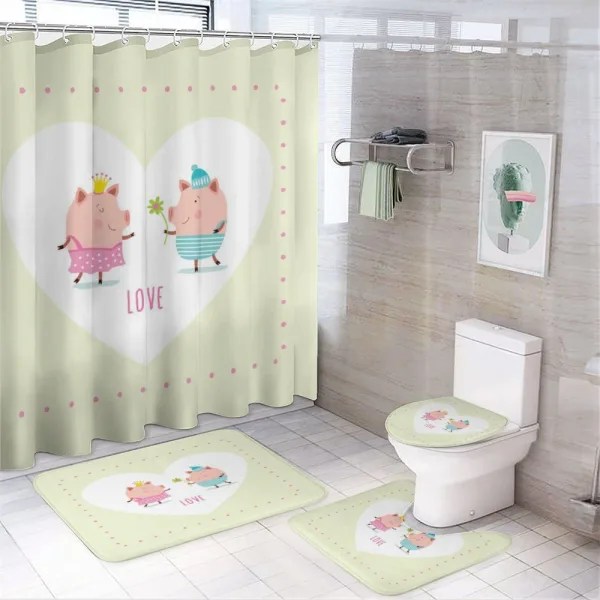 Boy Handing a Flower Romantic on a shower curtain