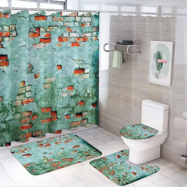 Brick Wall Old Wrecked on a shower curtain
