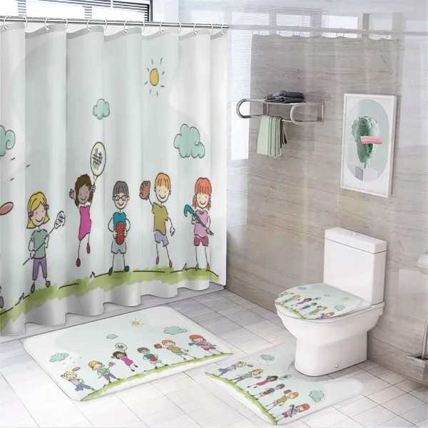 Cartoon Day in Park on a shower curtain