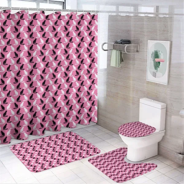 Cats Art Facing Each Other on a shower curtain