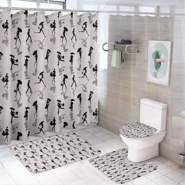 City People Silhouettes on a shower curtain