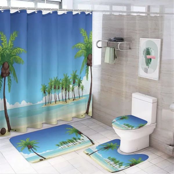 Coconut Trees in the Ocean on a shower curtain