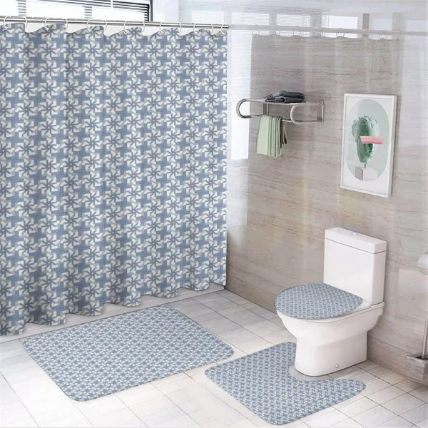Complex Abstract Forms on a shower curtain