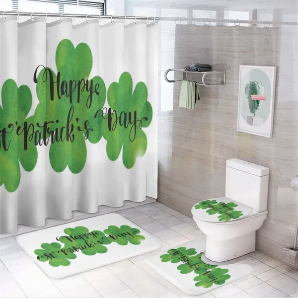 Cursive St Patrick's Day on a shower curtain