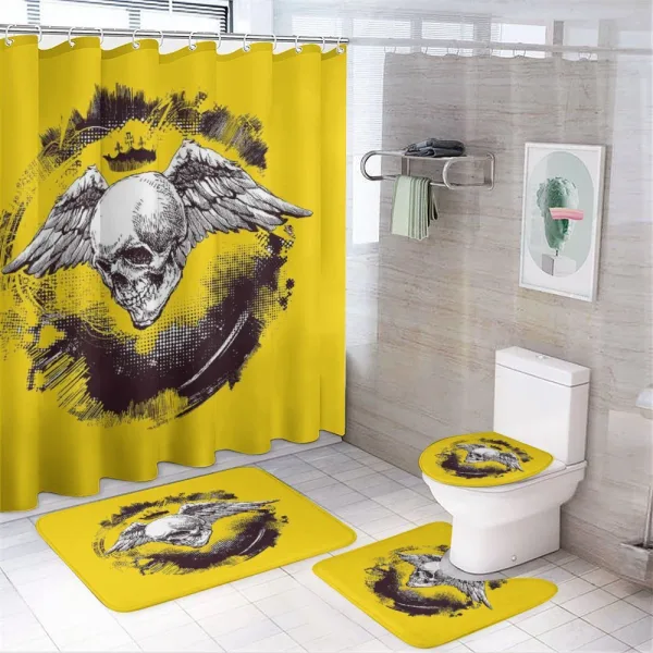 Death Angel Wings Skull on a shower curtain