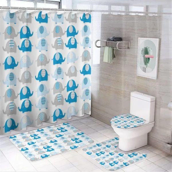 Elephants with Motifs on a shower curtain