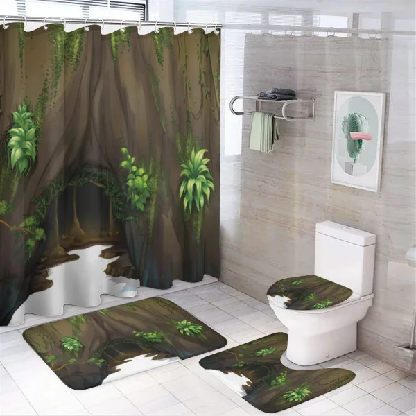 Fantasy Tree Cave Moss on a shower curtain