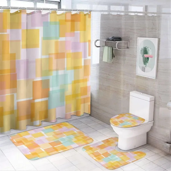 Geometric Random Squares on a shower curtain