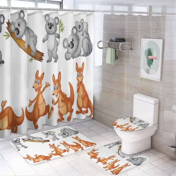 Kangaroos Koalas on a shower curtain