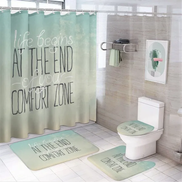 Life Words on a shower curtain
