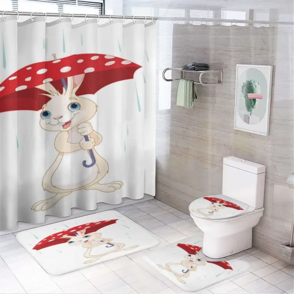 Little Animal with Umbrella on a shower curtain