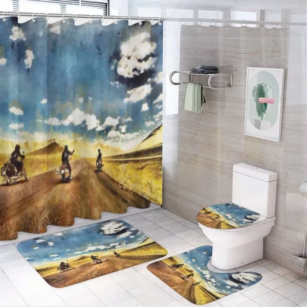 Motorcycles Countryside on a shower curtain