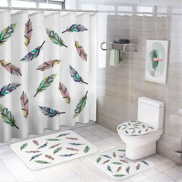 Repetitive Colorful Fluff on a shower curtain