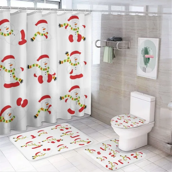 Snowmen with Scarf on a shower curtain