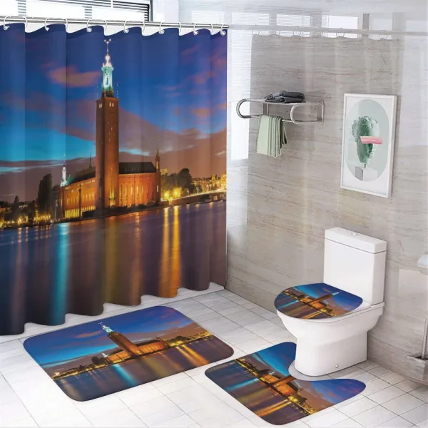 Stockholm Scenic Night on a shower curtain