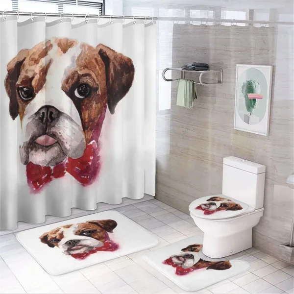 Watercolor Dog on a shower curtain