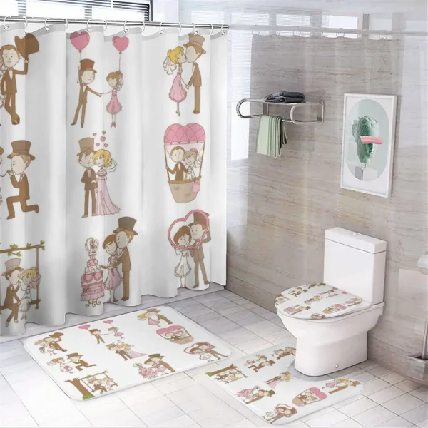 Wedding Set Bride Groom on a shower curtain