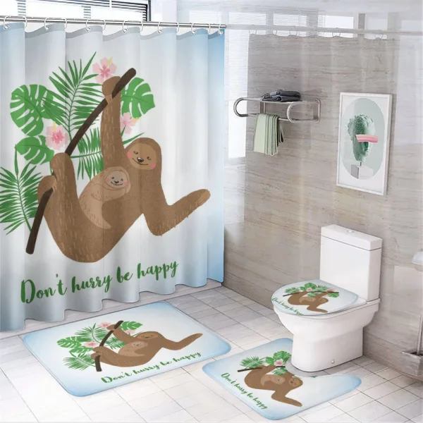 Don't Hurry Be Happy on a shower curtain