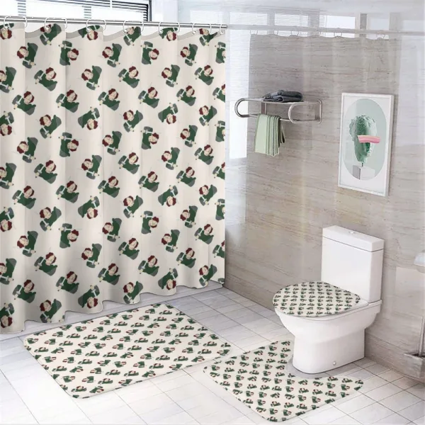 Duke of Britain with Lipstick on a shower curtain