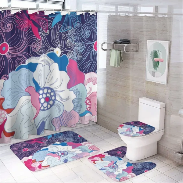 Fantasy Swirled Flowers on a shower curtain