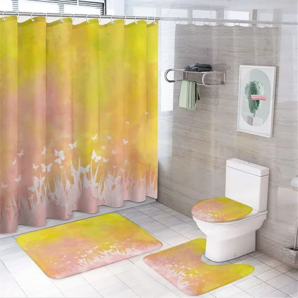 Flower Butterfly Colored on a shower curtain
