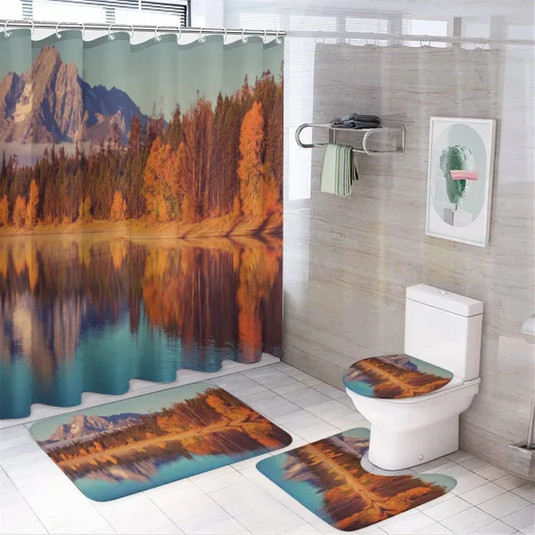 Grand Teton Fall Landscape on a shower curtain