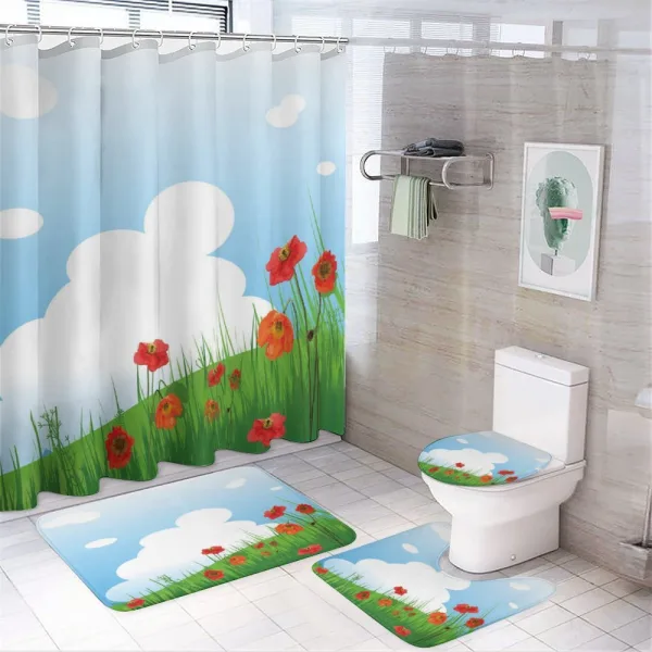Idyllic Grassy Landscape on a shower curtain