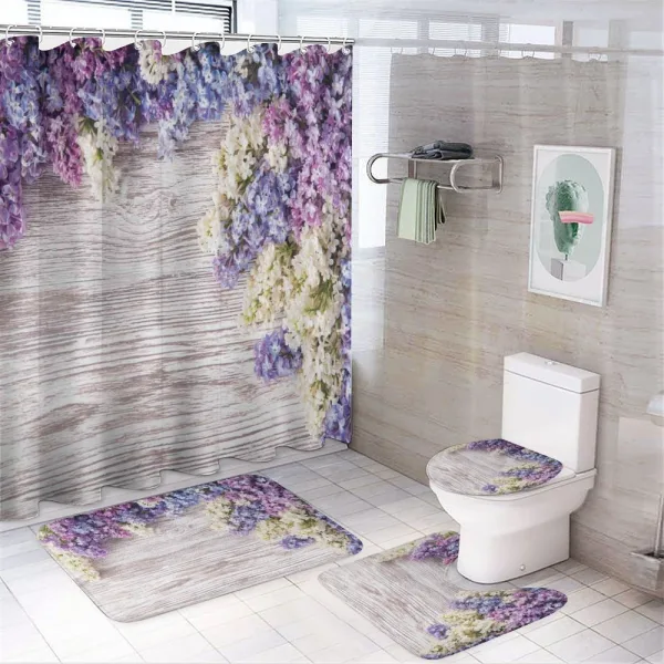 Lilac Flowers Bouquet on a shower curtain