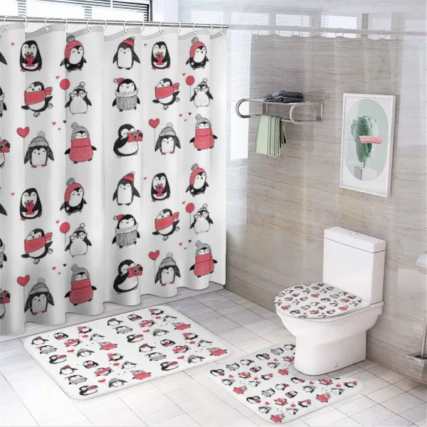 Penguins Merry Xmas on a shower curtain
