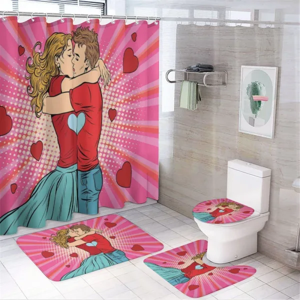 Pop Art Romantic Date on a shower curtain