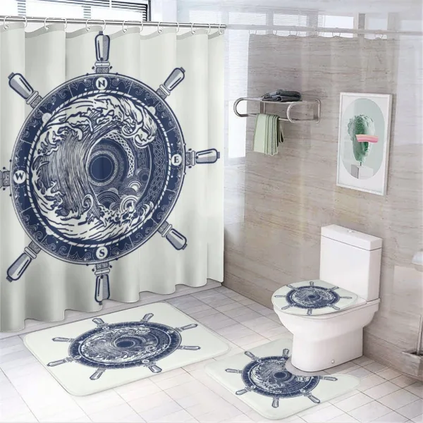 Sea Compass Tsunami on a shower curtain