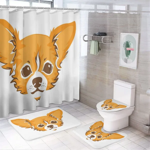 Simplistic Cartoon of Dog on a shower curtain